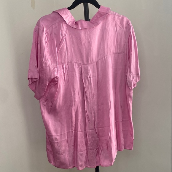 English Factory Pink Satin Button Down Shirt - Picture 7 of 7